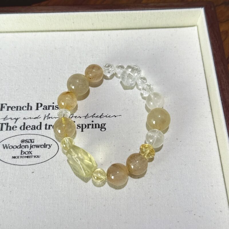 Blonde Quartz, White Phantom Quartz and Yellow Quartz Bracelet