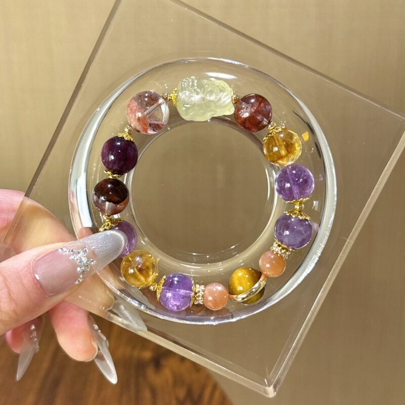 Red Gum Flower Yellow Pagoda Crystal Amethyst Mica Citrine Fox Bracelet