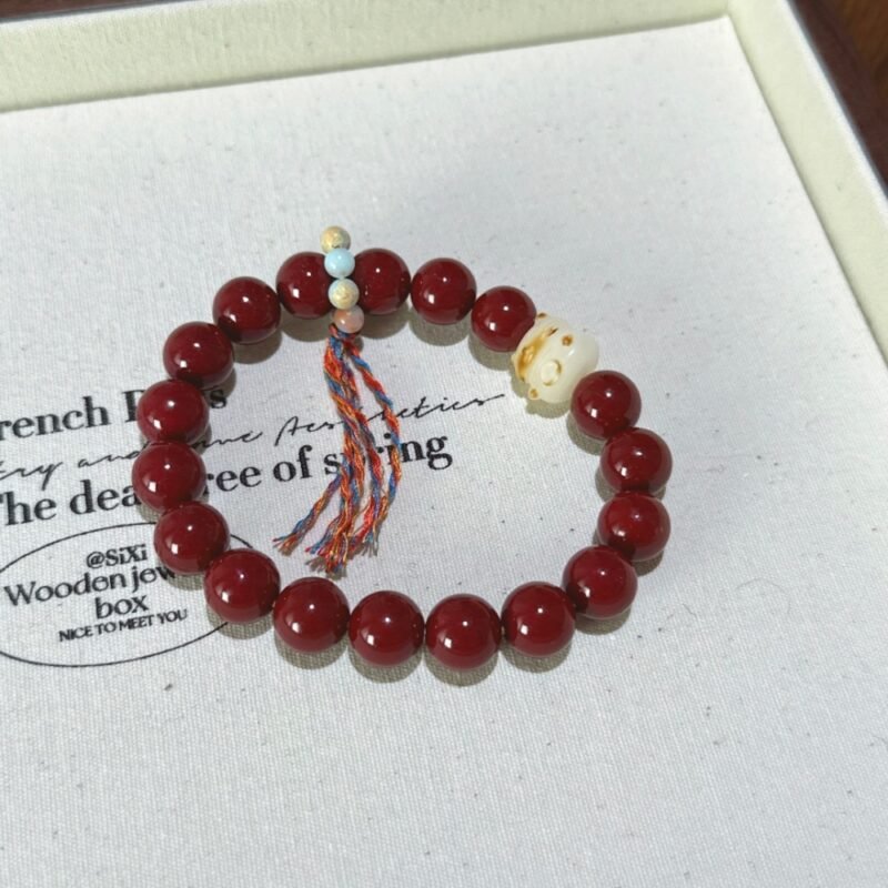 Cinnabar Lucky Cat Bracelet