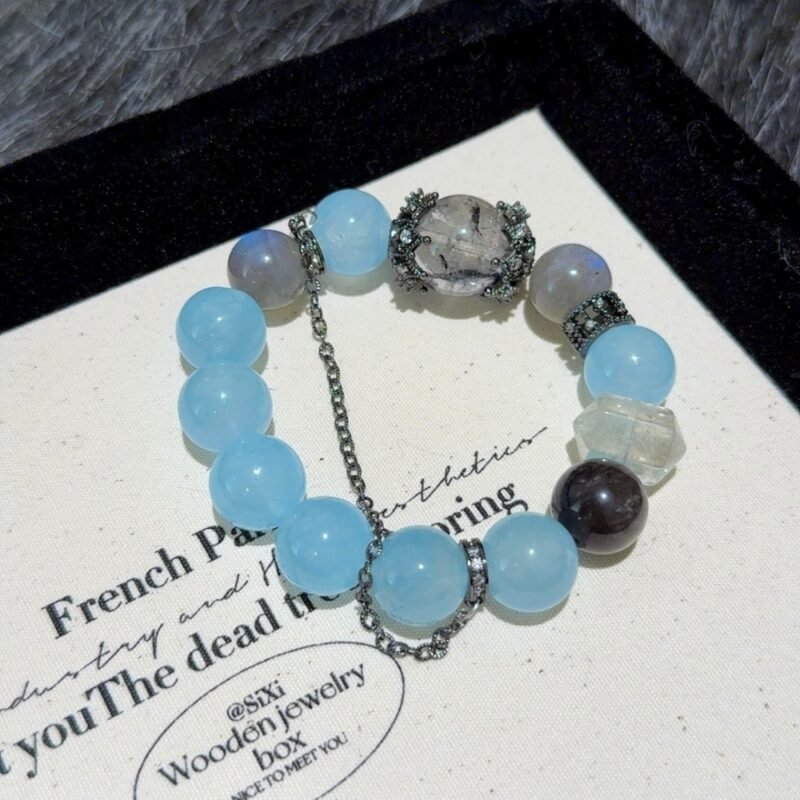 Blue agate multi-gemstone bracelet